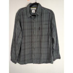Columbia Green Blue Plaid Cotton Button Up Shirt Mens Medium Vintage Preppy